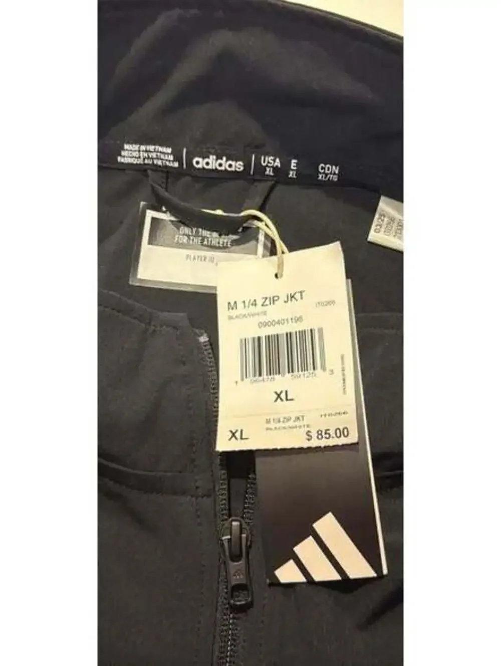 Adidas Black 1/4 Zip Pullover Short-sleeve New Size XL